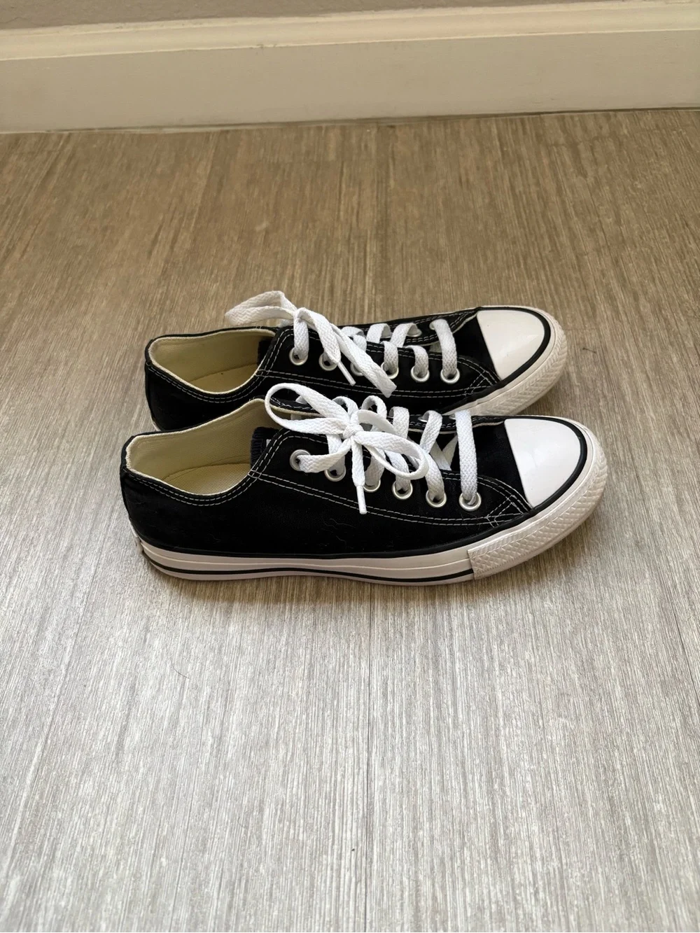 Converse Black Low-Top Canvas Sneakers with White Laces